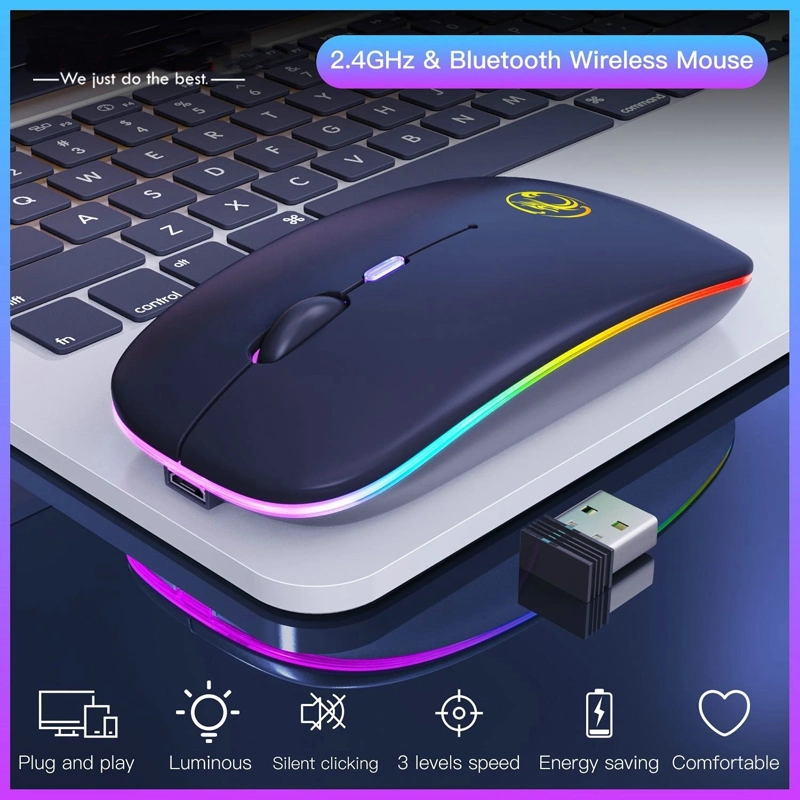 Amazon Hot Optical LED Light up Rechargeable Wireless Mouse with Logo Illumination