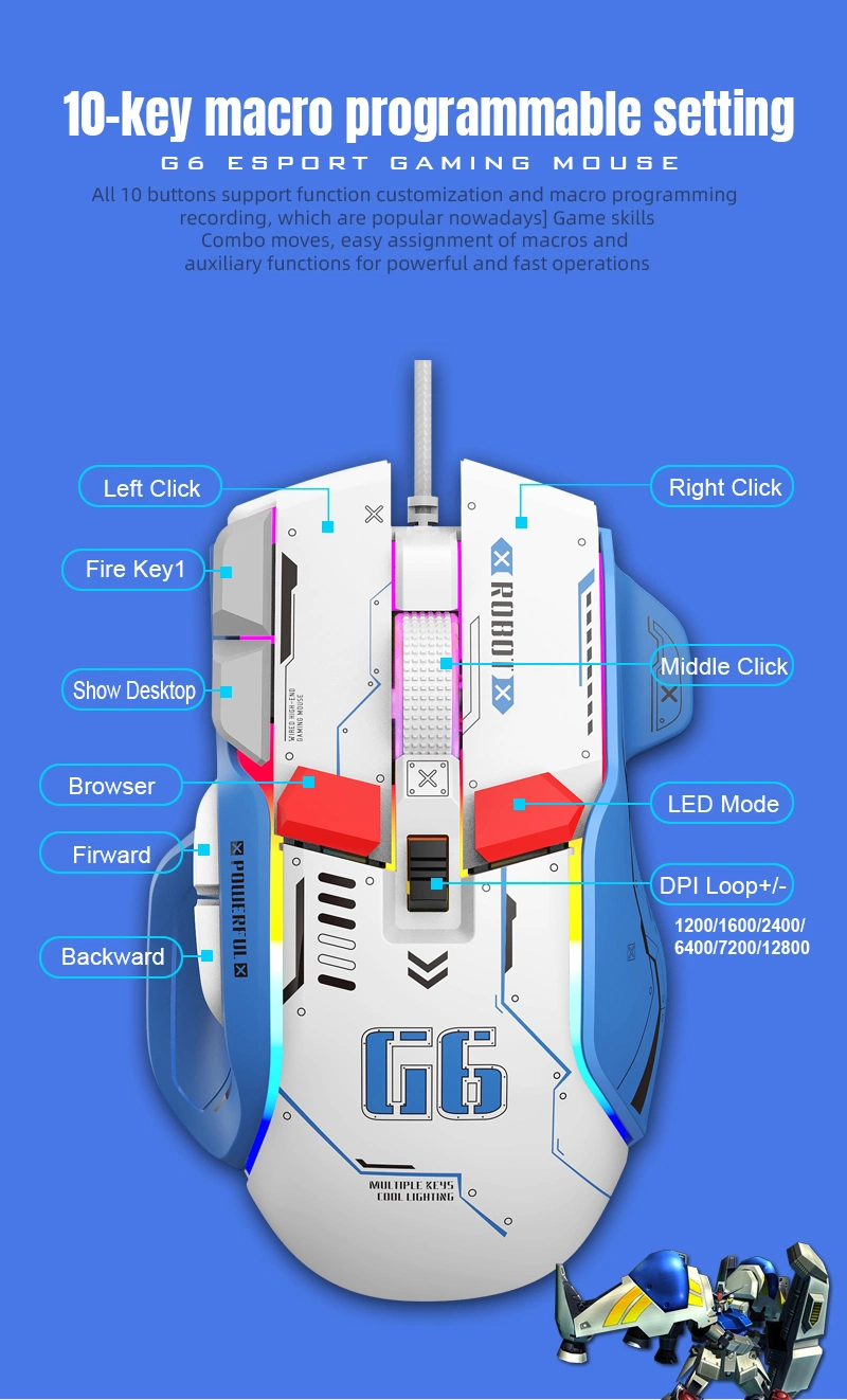 2023 RGB Gaming Mouse 12800 Dpi, Macro Available